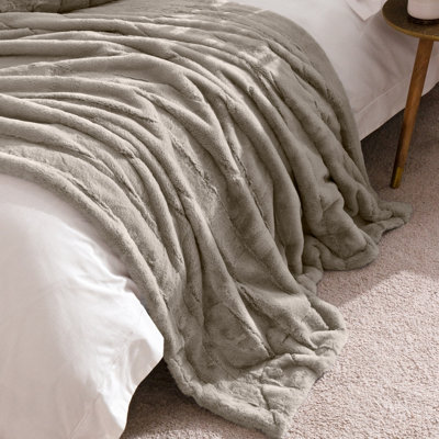 Paoletti Empress Faux Fur Throw, Grey, 130 x 180cm