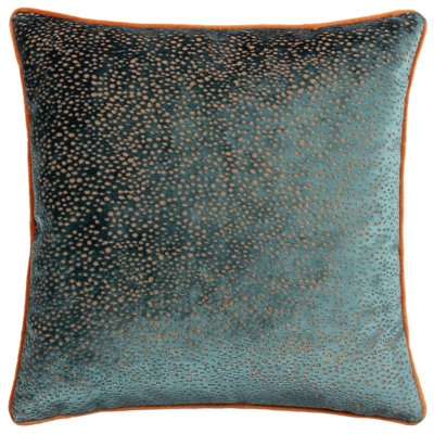 Paoletti Estelle Spotted Piped Cut Velvet Polyester Filled Cushion