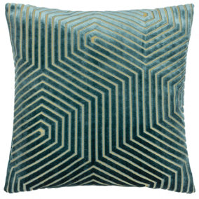 Paoletti Evoke Geometric Cut Velvet Cushion Cover