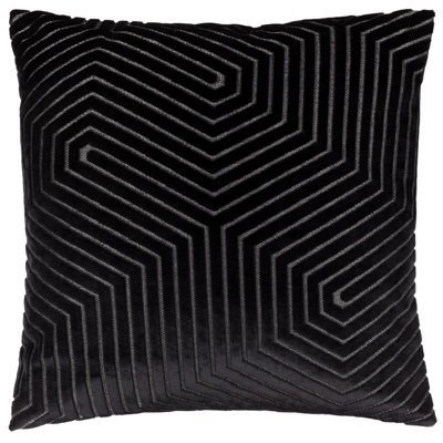 Paoletti Evoke Geometric Cut Velvet Polyester Filled Cushion