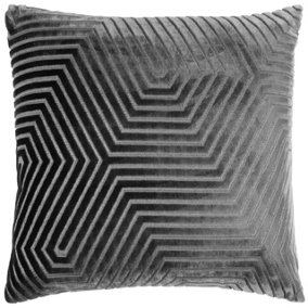Paoletti Evoke Geometric Cut Velvet Polyester Filled Cushion