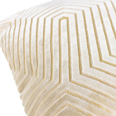 Paoletti Evoke Geometric Cut Velvet Polyester Filled Cushion