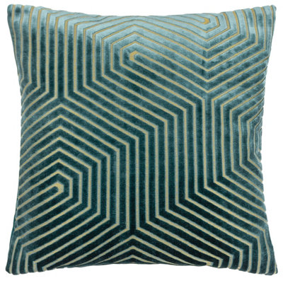Paoletti Evoke Geometric Cut Velvet Polyester Filled Cushion