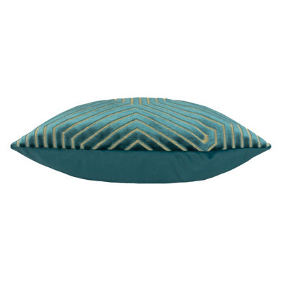 Paoletti Evoke Geometric Cut Velvet Polyester Filled Cushion