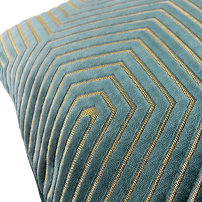 Paoletti Evoke Geometric Cut Velvet Polyester Filled Cushion