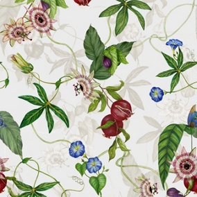 Paoletti Figaro White Digitally Printed Floral Wallpaper Sample