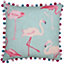 Paoletti Flamingo Printed Pom Pom Feather Filled Cushion