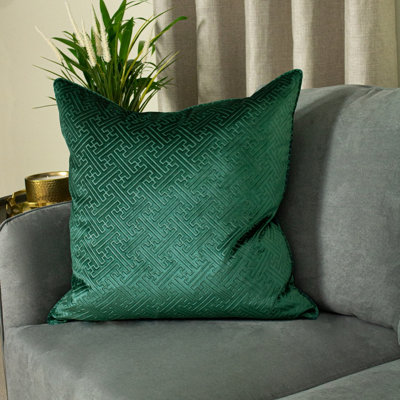 Paoletti Florence Embossed Velvet Piped Polyester Filled Cushion