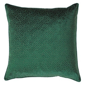 Paoletti Florence Large Embossed Velvet Piped Polyester Filled Cushion