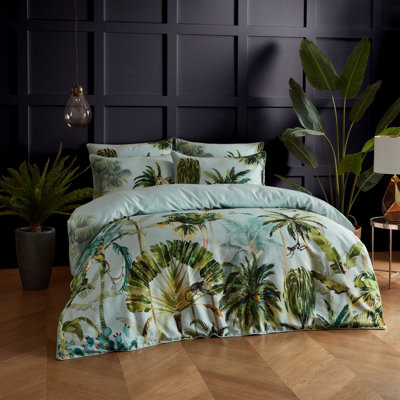 Paoletti Forsteriana Palms 100% Cotton Duvet Cover Set