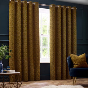 Paoletti Galaxy Chenille Eyelet Curtains, Gold