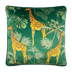 Paoletti Giraffe Velvet Piped Feather Filled Cushion