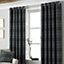 Paoletti Grey Aviemore Tartan Faux Wool Eyelet Curtain Pair (W) 168cm x (L) 137cm