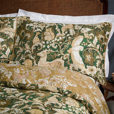 Paoletti Harewood King Duvet Cover Set, Cotton, Emerald
