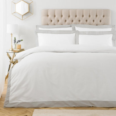 Paoletti Harvard Double Duvet Cover Set, Cotton, Grey