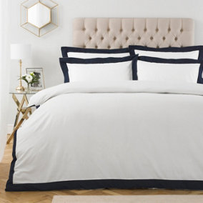 Paoletti Harvard Single Duvet Cover Set, Cotton, Navy