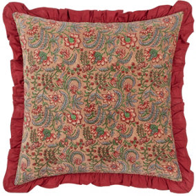 Paoletti Haven Floral Cotton Velvet Cushion Cover