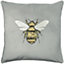 Paoletti Hortus Bee Embroidered Velvet Piped Feather Filled Cushion