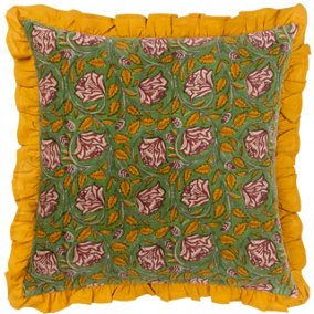 Paoletti Howsden Floral Cotton Velvet Cushion Cover