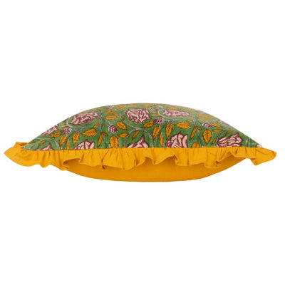Paoletti Howsden Floral Cotton Velvet Feather Filled Cushion