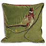 Paoletti Hunter Pheasant Velvet Piped Cushion Cover