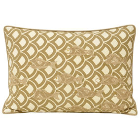 Paoletti Ionia Fish Embroidered Piped Cushion Cover