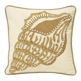Paoletti Ionia Shell Embellished Piped Cushion Cover