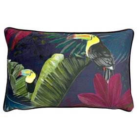 Paoletti Kala Printed Piped Velvet Reverse Polyester Filled Cushion