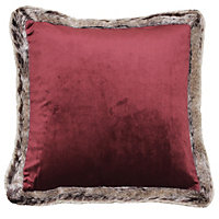 Paoletti Kiruna Faux Fur Trimmed Soft Velvet Polyester Filled Cushion