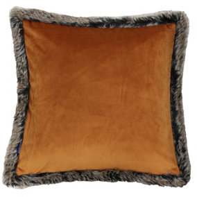 Paoletti Kiruna Velvet Faux Fur Trim Feather Filled Cushion