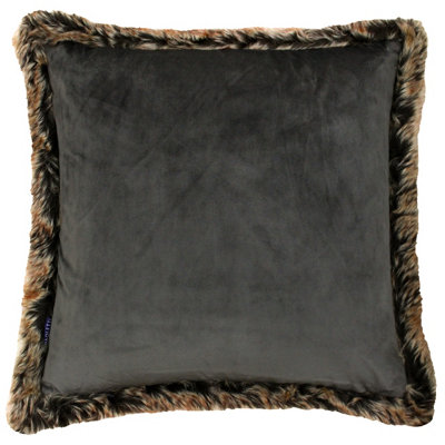 Paoletti Kiruna Velvet Faux Fur Trim Feather Filled Cushion