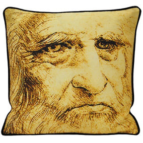 Paoletti Leonardo Self Portrait Piped Feather Filled Cushion