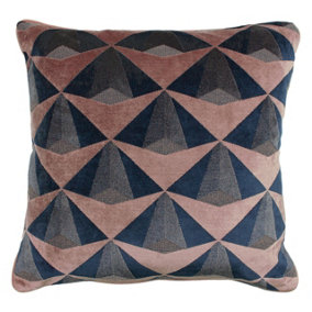 Paoletti Leveque Velvet Jacquard Geometric Patterned Piped Polyester Filled Cushion