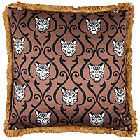 Paoletti Lupita Fringed Animal Printed Satin Polyester Filled Cushion