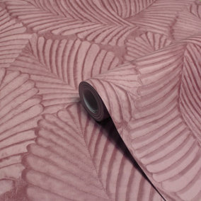 Paoletti Luxe Palmeria Blush Pink Botanical Vinyl Wallpaper
