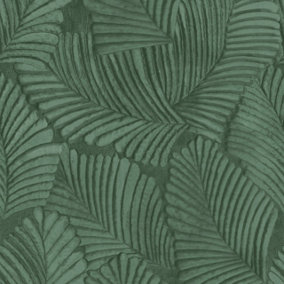 Paoletti Luxe Palmeria Emerald Green Botanical Vinyl Wallpaper Sample