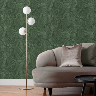 Paoletti Luxe Palmeria Emerald Green Botanical Vinyl Wallpaper