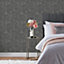 Paoletti Luxe Symphony Charcoal Grey Embossed Metallic Vinyl Wallpaper