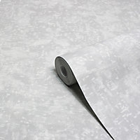 Paoletti Luxe Symphony Silver Grey Embossed Metallic Vinyl Wallpaper