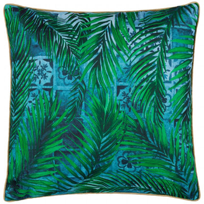Paoletti Majorelle Palm Tropical Azure Outdoor Polyester Filled Cushion