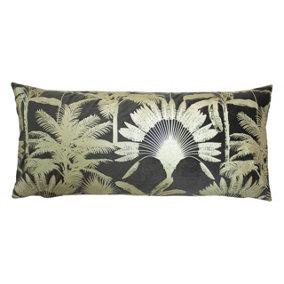 Paoletti Malaysian Palm Foil Printed Velvet Feather Filled Cushion