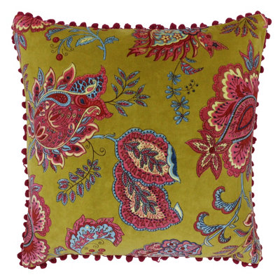 Paoletti Malisa Floral Pom-Pom Polyester Filled Cushion