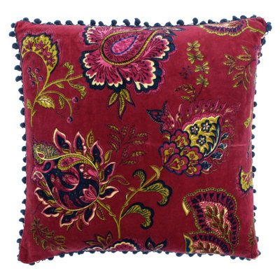 Paoletti Malisa Paisley Cotton Velvet Feather Filled Cushion