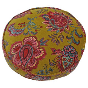 Paoletti Malisa Round Floral Pom-Pom Polyester Filled Cushion