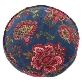 Paoletti Malisa Round Floral Pom-Pom Polyester Filled Cushion