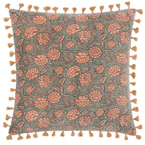 Paoletti Marisa Floral Cotton Velvet Cushion Cover
