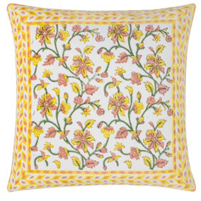 Paoletti Mentera Floral Cotton Velvet Cushion Cover