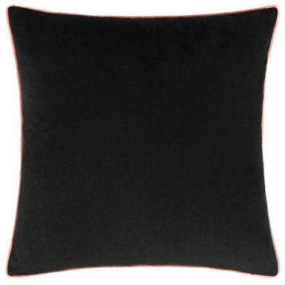 Cuscino Quadrato Riva Paoletti Meridian 55x55 Cm - Velluto Morbido Grigio E Rosa Cipria Con Bordo Tubolare A Contrasto - Lavabile In Lavatrice - 2