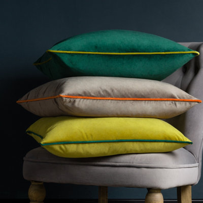 Paoletti Meridian Velvet Piped Polyester Filled Cushion