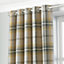 Paoletti Ochre Yellow Aviemore Tartan Faux Wool Eyelet Curtain Pair (W) 229cm x (L) 229cm